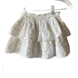 Girls Love Shack FactoryWhite Embroidered Flowers Tiered skirt